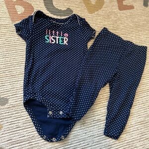 Polka Dot Little Sister Onesie and Pants Set
